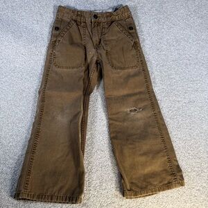 OshKosh Straight Leg Boys Kids Distressed Pants Size 7 Brown Adjustable Waist